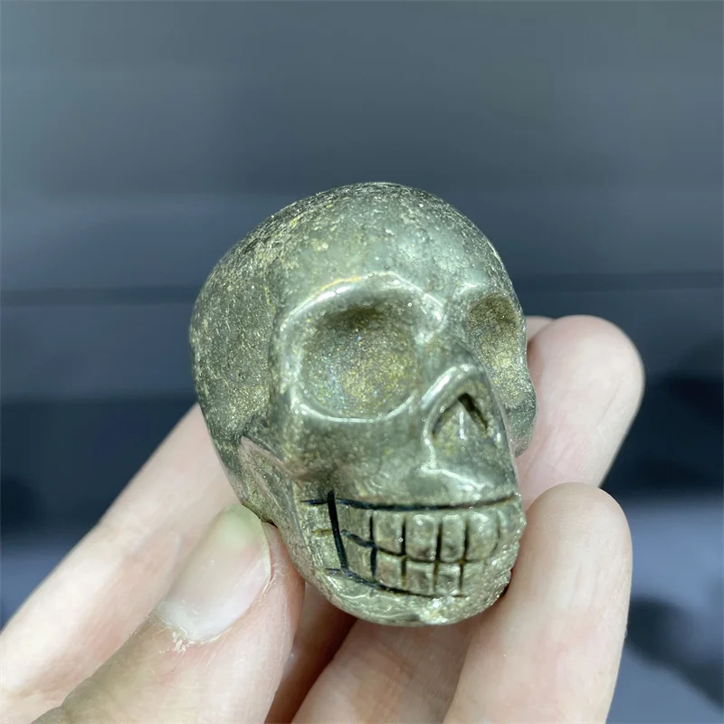 

1PC 2Inch Natural Pyrite Chalcopyrite Minerals Carved Skull For Home Decor Reiki Energy Chakra Gift