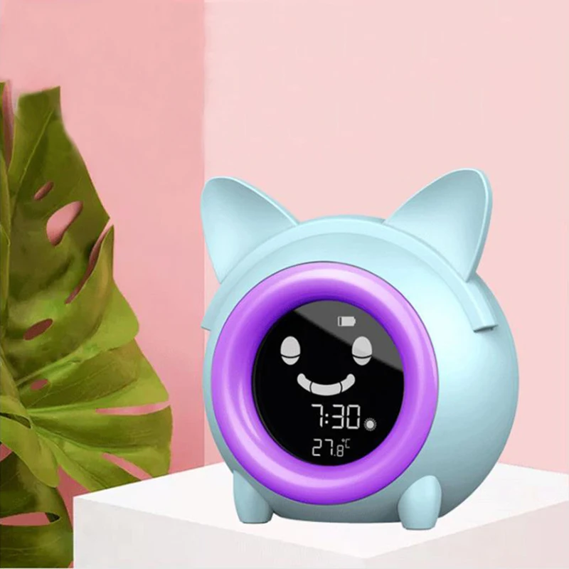 

Детский смарт-будильник с функцией пробуждения и сна, мультяшный прикроватный Многофункциональный ночник с Usb-зарядкой, цветной будильник, ...