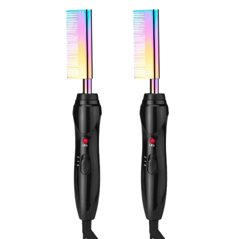 

Hair Straightener 2In1 Electric Hot Comb For Afro Hair Ceramic Straight Hair Curler Electric Beard Comb For Men
