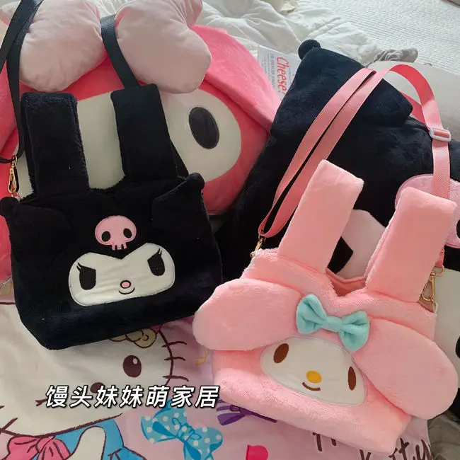 

New Sanrio Plush Backpack Little Devil Plush Handbag Student Hand Bag Casual Crossbody Shoulder Bag Small Backpack for Women