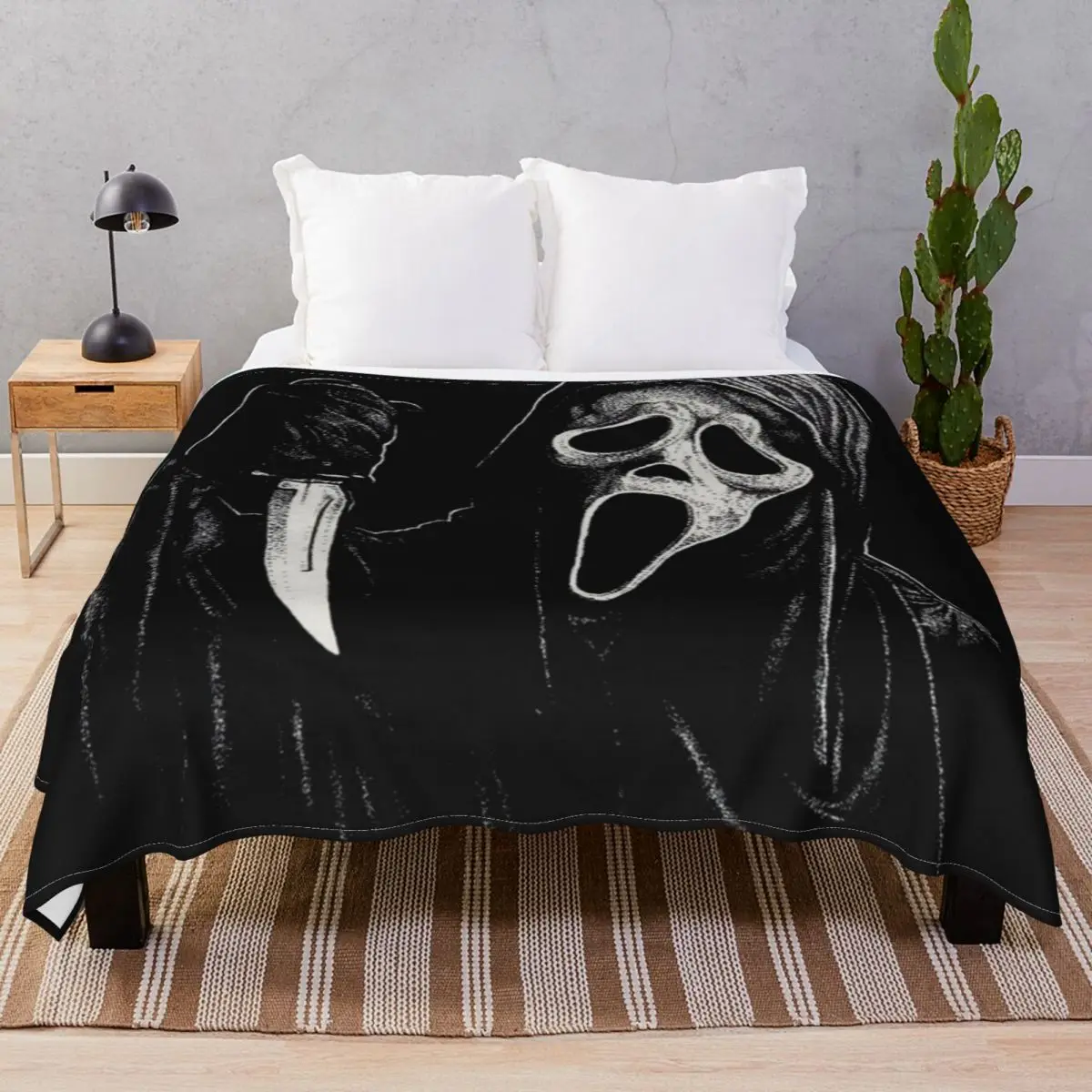 Scream Ghostface Blankets Fleece Print Lightweight Unisex Throw Blanket for Bedding Sofa Camp Office