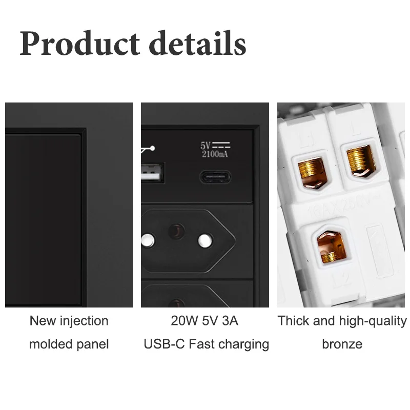 YINKA Огнестойкая пластиковая панель Бразилия Розетка Настенный выключатель