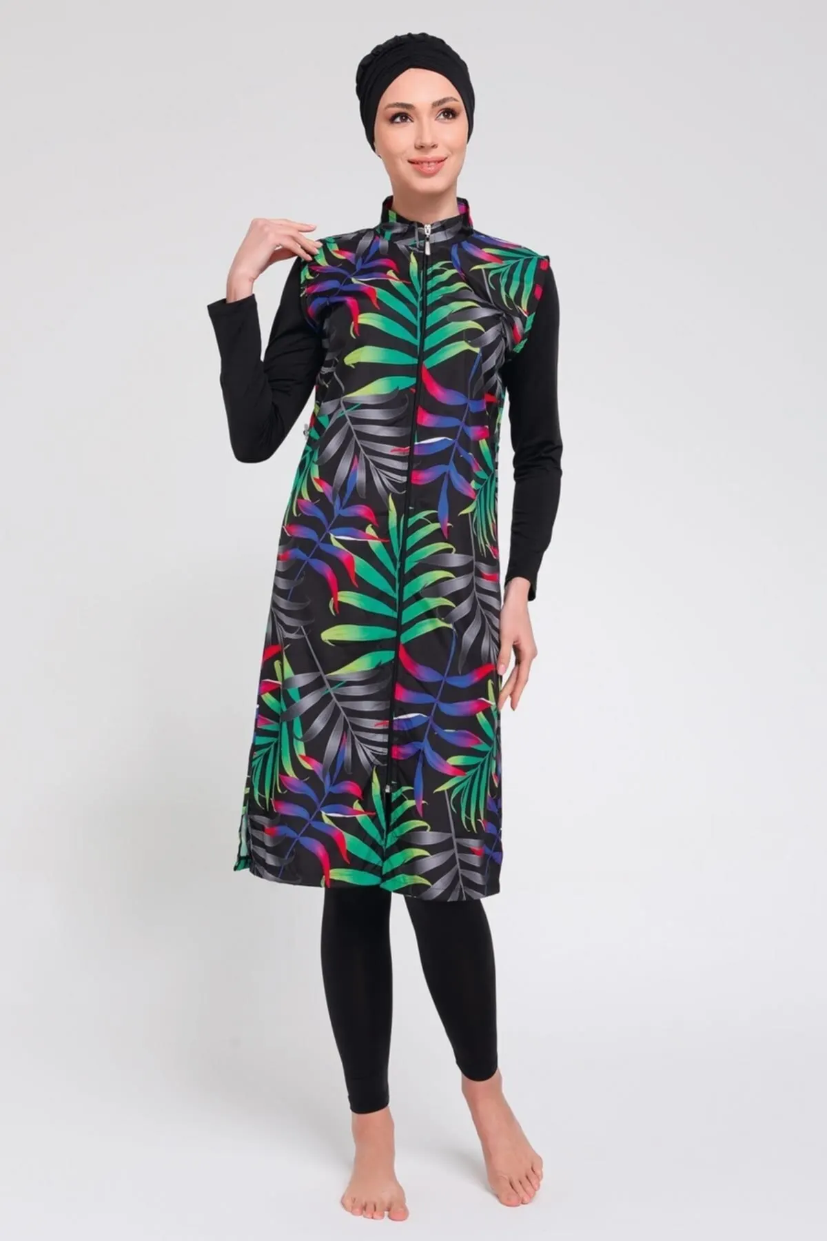 

Muslim Burkinis Digital Printed Vest Swimwear Modest Summer Clothing Hijab Sport Swimsuit Islamic Full Cover
