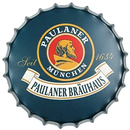Настенные декоративные крышки для бутылок purl цитра, креативные металлические железные знаки в стиле ретро для пива, кафе, пива, бара и поднос, диаметр 13,8x13,8 (Paulaner)