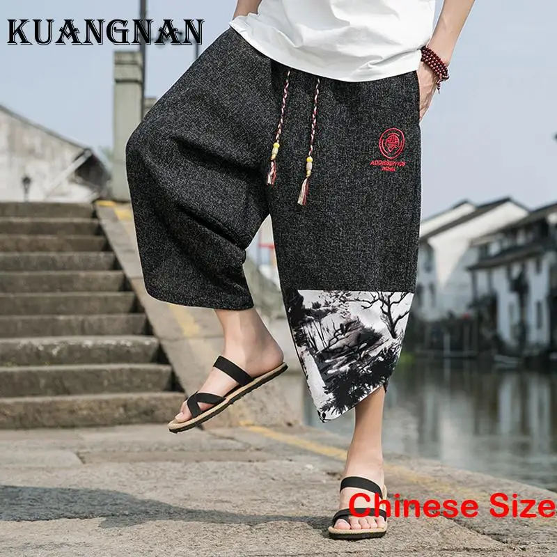 

KUANGNAN Cotton Linen Sweatpant Korean Luxury Clothing Men Sportswear Man Pants Male Clothes Men's Joggers Running 5XL 2023