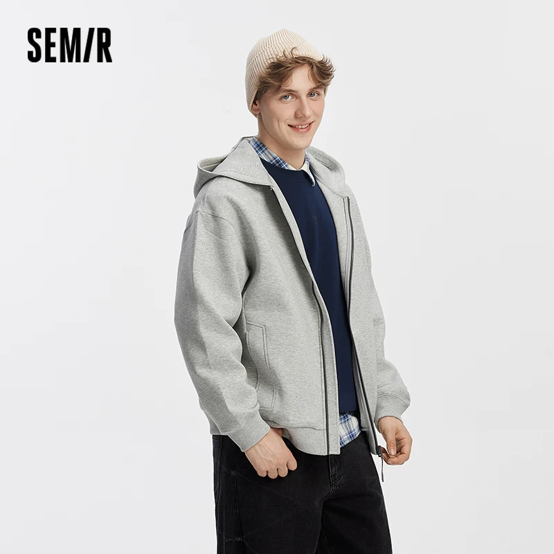 Фото Мужская куртка Semir: вязаная, с капюшоном, из мягкого хлопка, осенняя, свободного кроя, базовая, повседневная, в стиле унисекс, легкая верхняя одежда, универсальный топ на каждый день №2