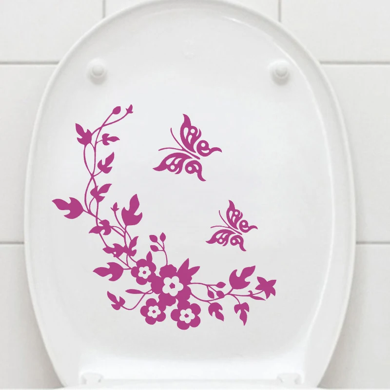 

Creative Diy Butterfly Flower Wall Stickers Self-adhesive Toilet Stickers Bathroom Decorative Accessories For Window Home Decor