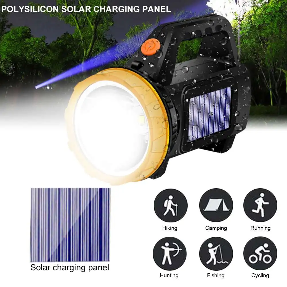 

Powerful Led Solar Flashlight Usb Rechargeable Portable Lantern Spotlight Outdoor Camping Super Strong Light Torch