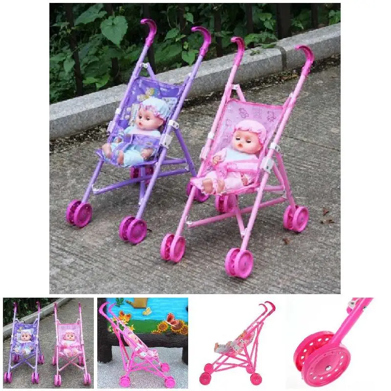 

Stroller Plastic Children Pram Pushchair Toy Play Set For Garden Outdoors Supermart Safe Baby Dolls Carriages