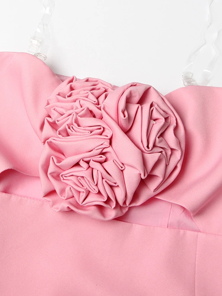 Женское элегантное сексуальное платье-трапеция без бретелек с 3d цветами и