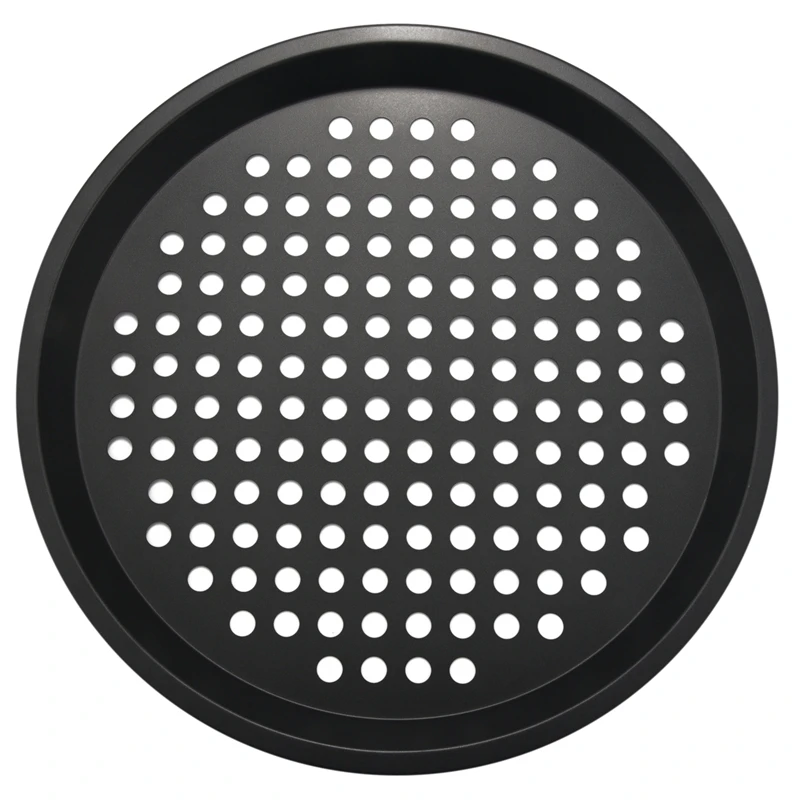 

2 шт. сковорода для пиццы, углеродистая сталь, антипригарная, противень для пиццы с отверстиями, 12 дюймов