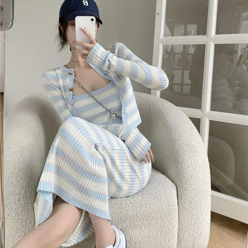 Осень 2024 новое женское элегантное крутое платье-майка костюм из двух предметов