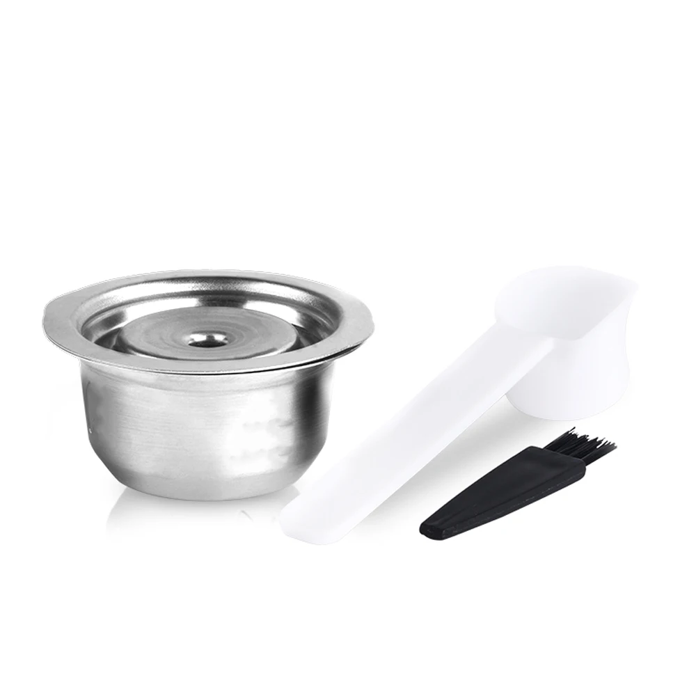 

Reusable Coffee Capsule Filter Cup Stainless Steel Refillable Caps Spoon Brush Filter Set For Coffee Machines Accessories