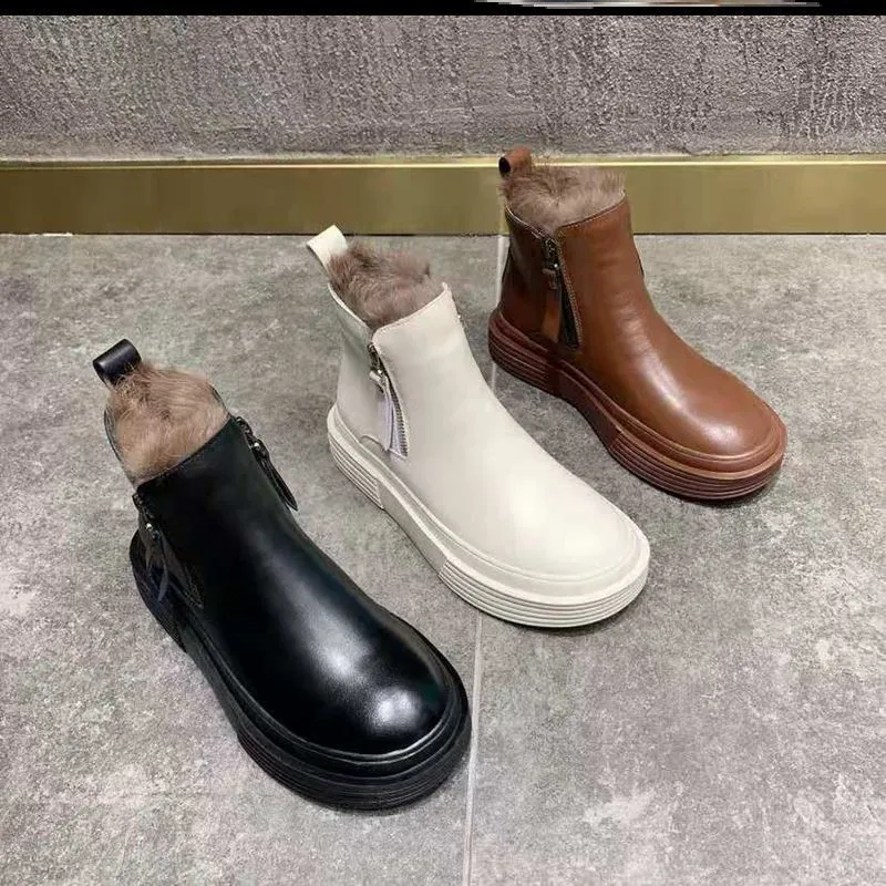 2022 New Women  Boots Autumn Platform Women Short-tube Fashion Comfortable Boots Set Foot Rubber Sole High platform shoes