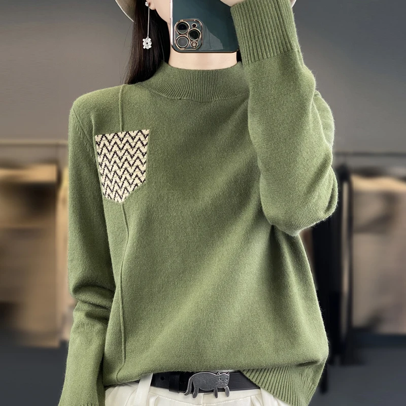 Новинка Женский кашемировый свитер на осень и зиму пуловер с высоким воротником