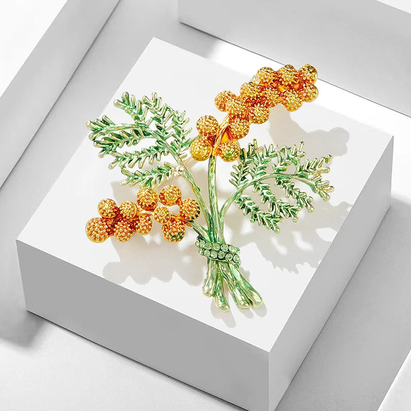 Модная изумрудная зеленая сосновая ветка Брошь для женщин одежда пальто