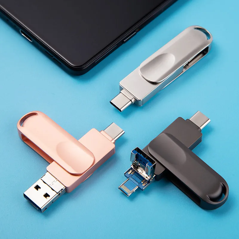 USB 3.0 256 ГБ 128 USB-флешка 4 в 1 для iPhone iPad и телефона Android Внешний накопитель 64 32 Флешка
