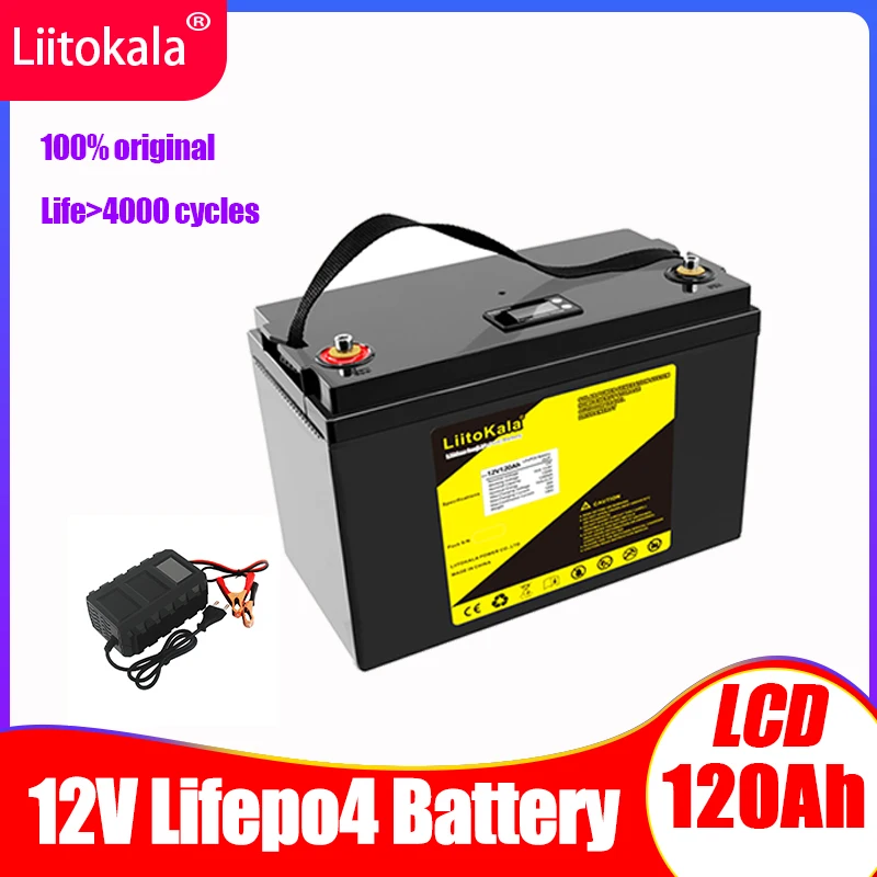 

LiitoKala 12V 12,8 V 100Ah 120Ah LiFePO4 литиевая батарея Power 3000 циклов для RV Campers Golf Cart Off-Road Off-grid Solar Wind