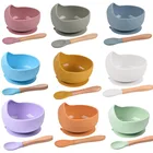 Набор силиконовых чашек для кормления детей, 1 набор, Детская обучающая посуда, Набор чашек на присоске, набор нескользящей посуды, ложка и миски