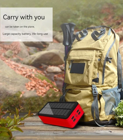 Внешний аккумулятор, 100000 мАч, 4 разъема USB, с солнечной панелью, со светодиодной подсветкой, с тремя смарт-батарейный блок