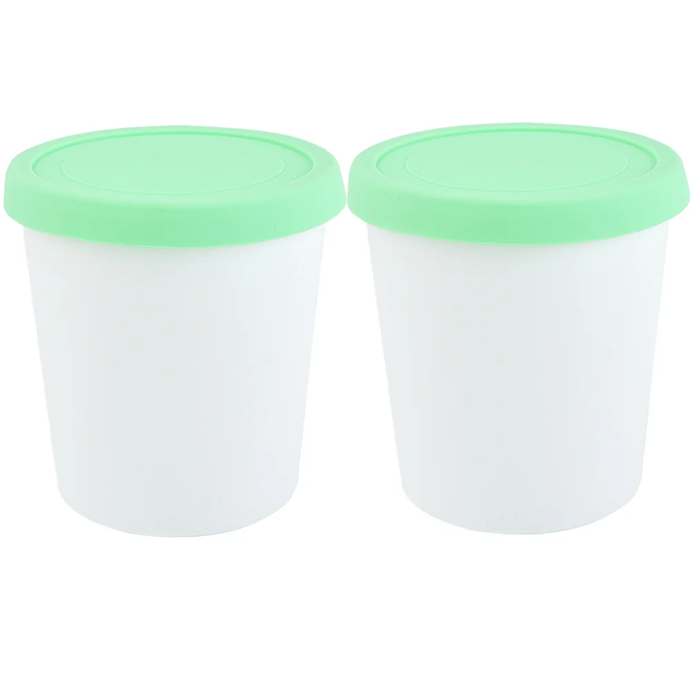 

2 Pcs Silicone Cover Fruit Containers Ice Cream Reusable Homemade Holder Leak-free Cup Storage Pp Kitchen DIY Dessert Cups