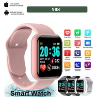 bluetooth y68 smart sport watch mens and womens blood pressure heart rate fitness wristwatch put photos kids digital w