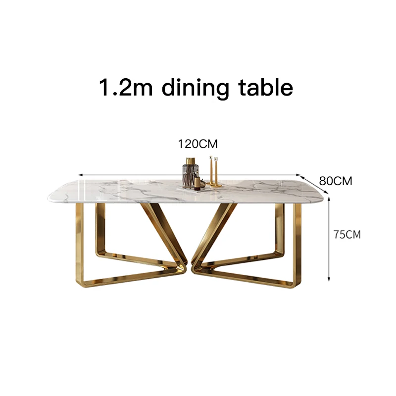 Металлический роскошный мраморный стол, обеденный прямоугольный стол для дома, Современная Минималистичная каменная плита, маленькая мебель для салона FGM