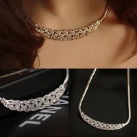 vintage gold silver choker necklace wheat ears retro weave full crystal short necklace for women girl collares sexy jewelry