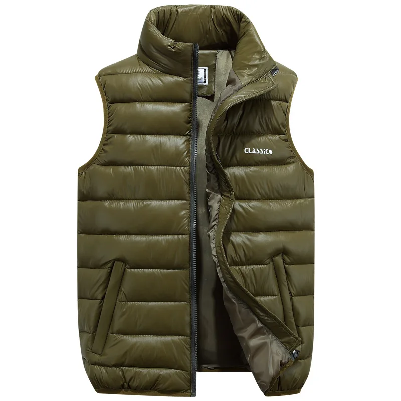 

Vests Men's Sleeveless Outwear Jackets Winter Fashion Casual Slim Solid Cotton-Padded Waistcoat Thicken Warm Coats 4 Colors 6XL