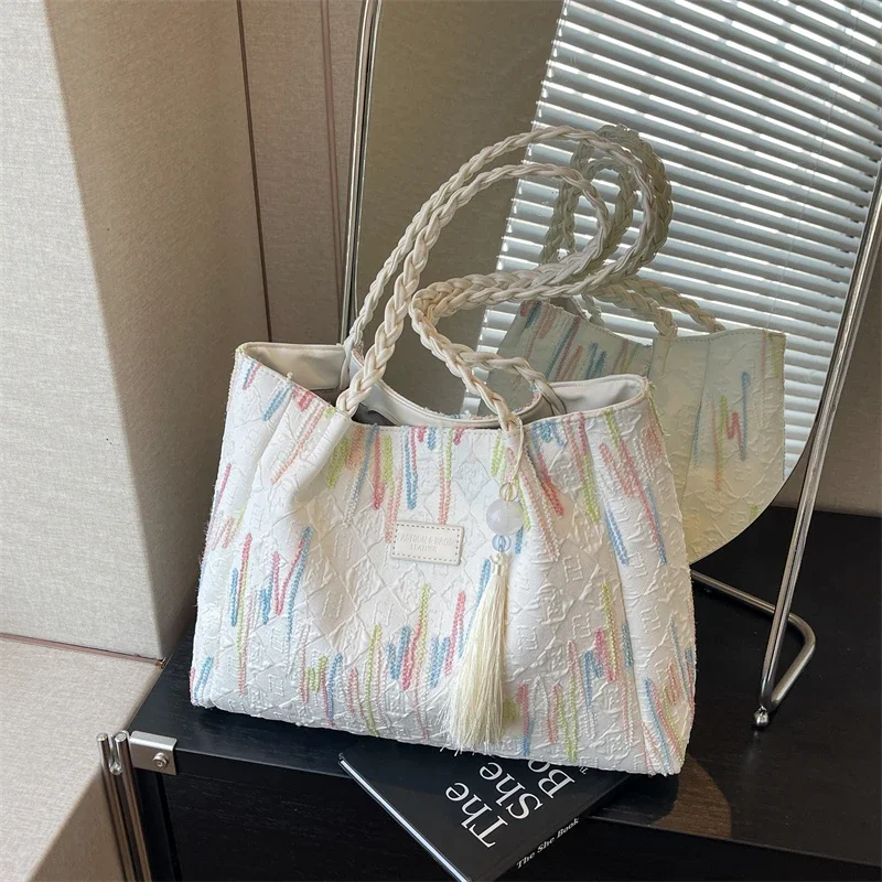 Женская Холщовая Сумка на одно плечо с ручками