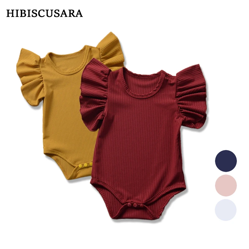

Summer Newborn Baby Romper Ribbed Infant Girl Cotton Short Sleeve Body Suit Ruffles Bebe Knitted Jumpsuits Pajamas 0-2 Yrs