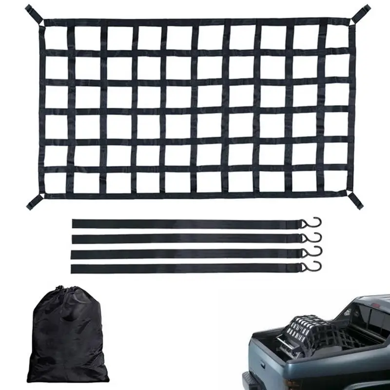 

Cargo Netting Heavy Duty Roof Rack Cargo Net For Pickup Trucks SUV Small Trailer Truck Cargo Net Utility Trailer Net Stretch