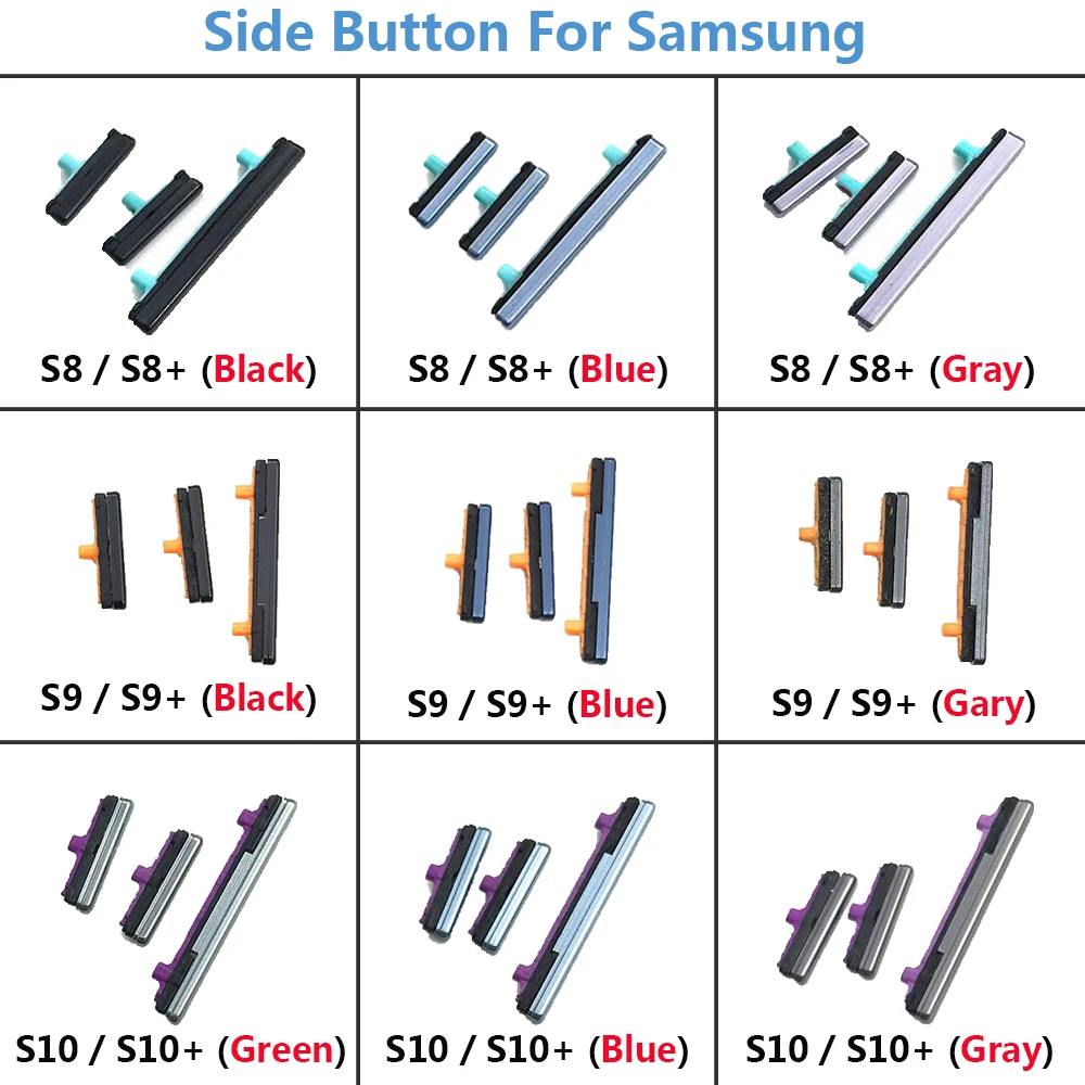 

10 Pcs New Volume Button + Power On / Off Side Key Button Set For Samsung Galaxy S8 S8 Plus S9 S9 Plus S10 S10 Plus Botao