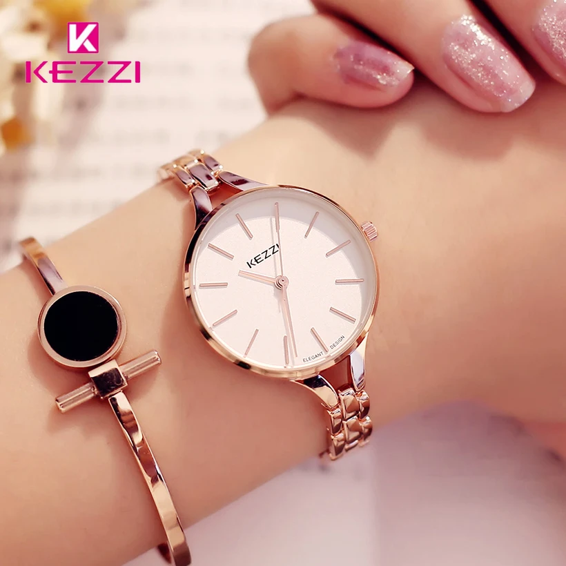 

2831 KEZZI Luxury Brand Watches Women Waterproof Stainless Steel Quartz Watch Roman Scale Multi Cutting Surface Mirror Bracelet