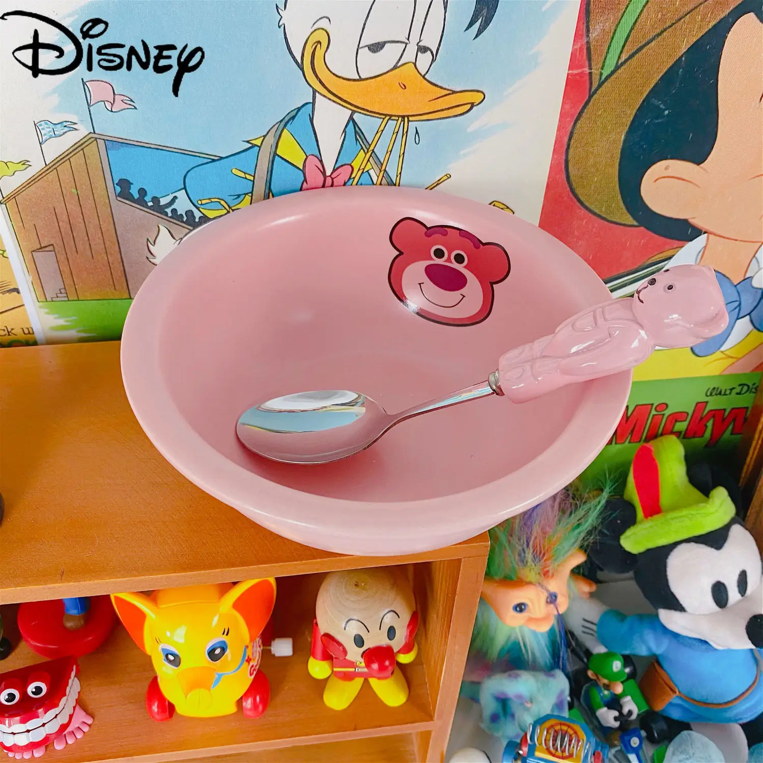 

Disney Cute Cartoon Strawberry Bear Pink Girly Heart Salad Bowl Cake Snack Plate Rice Bowl Breakfast Bowl Mug