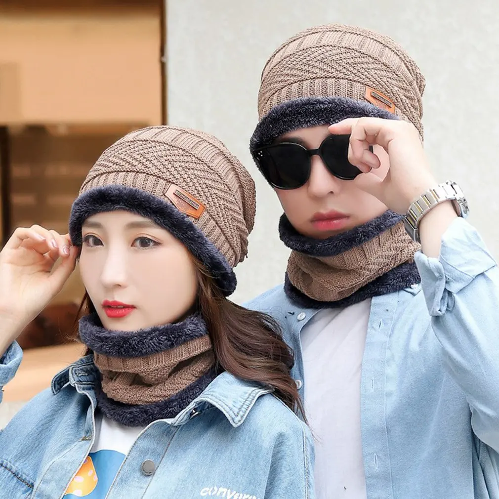 

2022 New Winter Beanie Hat For Men Knitted Hat Winter Cap Beanie Women Thick Wool Neck Scarf Cap Balaclava Mask Bonnet Hats