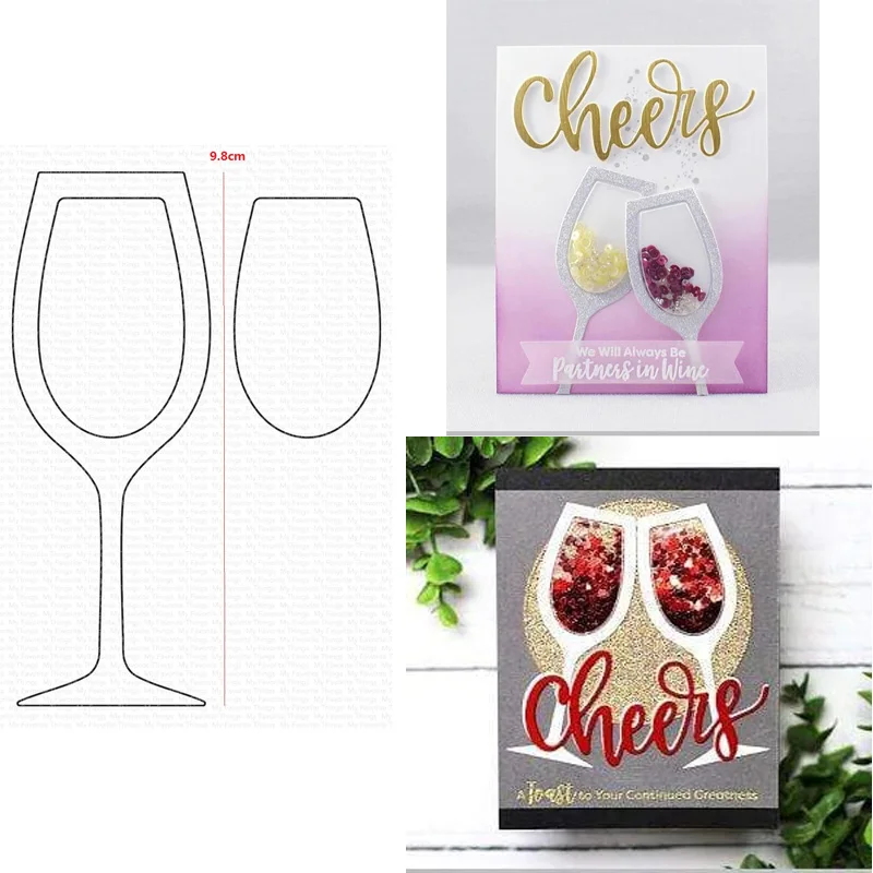 

Red Wine Glass Dies Scrapbooking Metal Cutting Dies Craft Embossing Make Paper Greeting Card Making Template DIY Handmade 2022