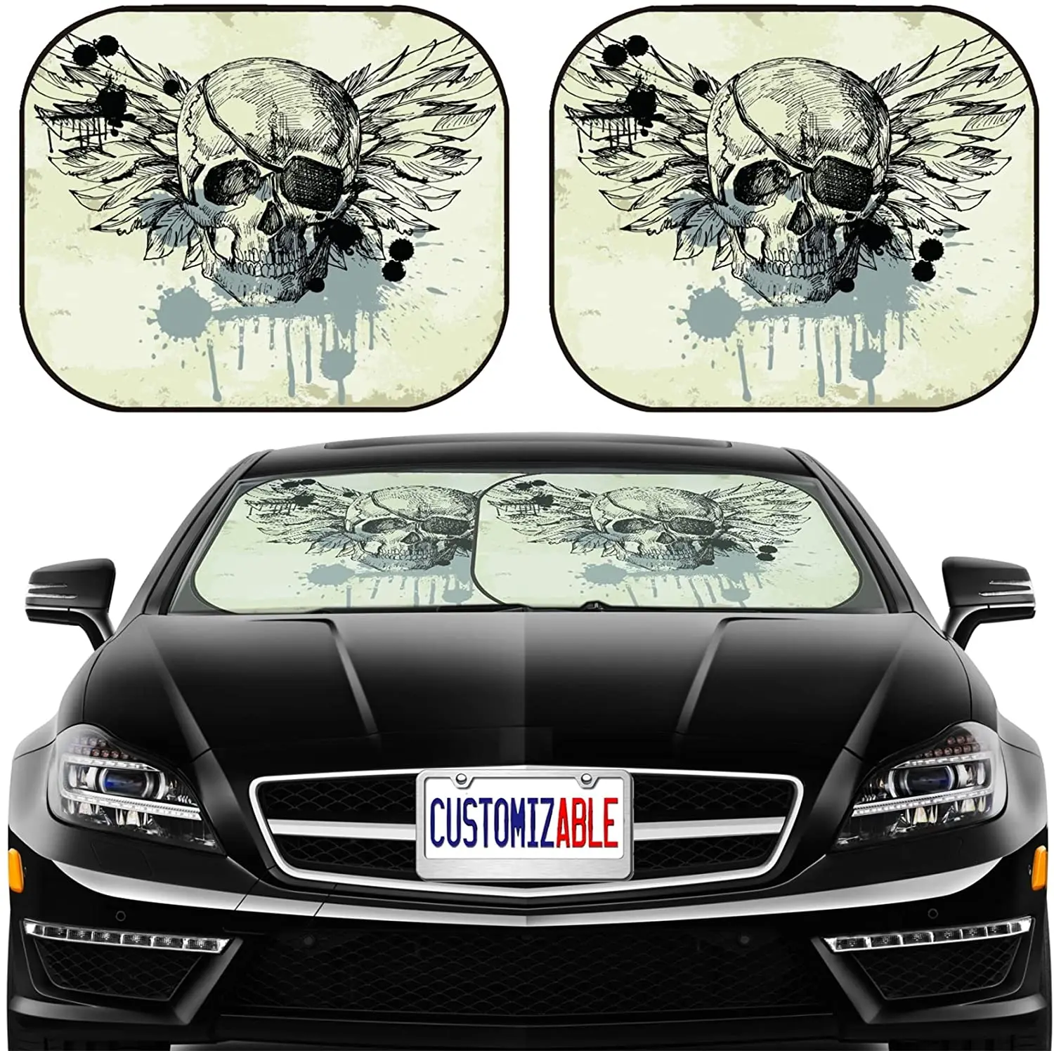 Car Sun Shade Windshield Sunshade Universal Fit 2 Pack, Block Sun Glare, UV and Heat, Protect Car Interior Car Sun Shade Windshield Sunshade Universal Fit 2 Pack, Block Sun Glare, UV and Heat, Protect Car Interior