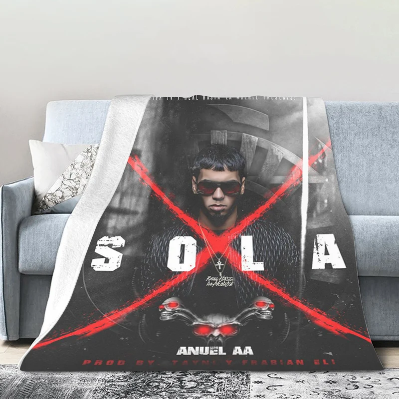 Фланелевое одеяло для дивана зимнее теплое D-Anuel AA флисовое кемпинга пушистое