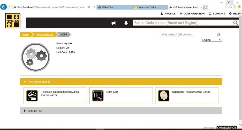 Диагностический инструмент TruckEPC3 Hyster PC Service Tool (PCST) V5.10 + сервисный диагностический инструмент ONESOU + лицензия для нескольких ПК (art.: 3920db56aa709) - 3920db56aa709
