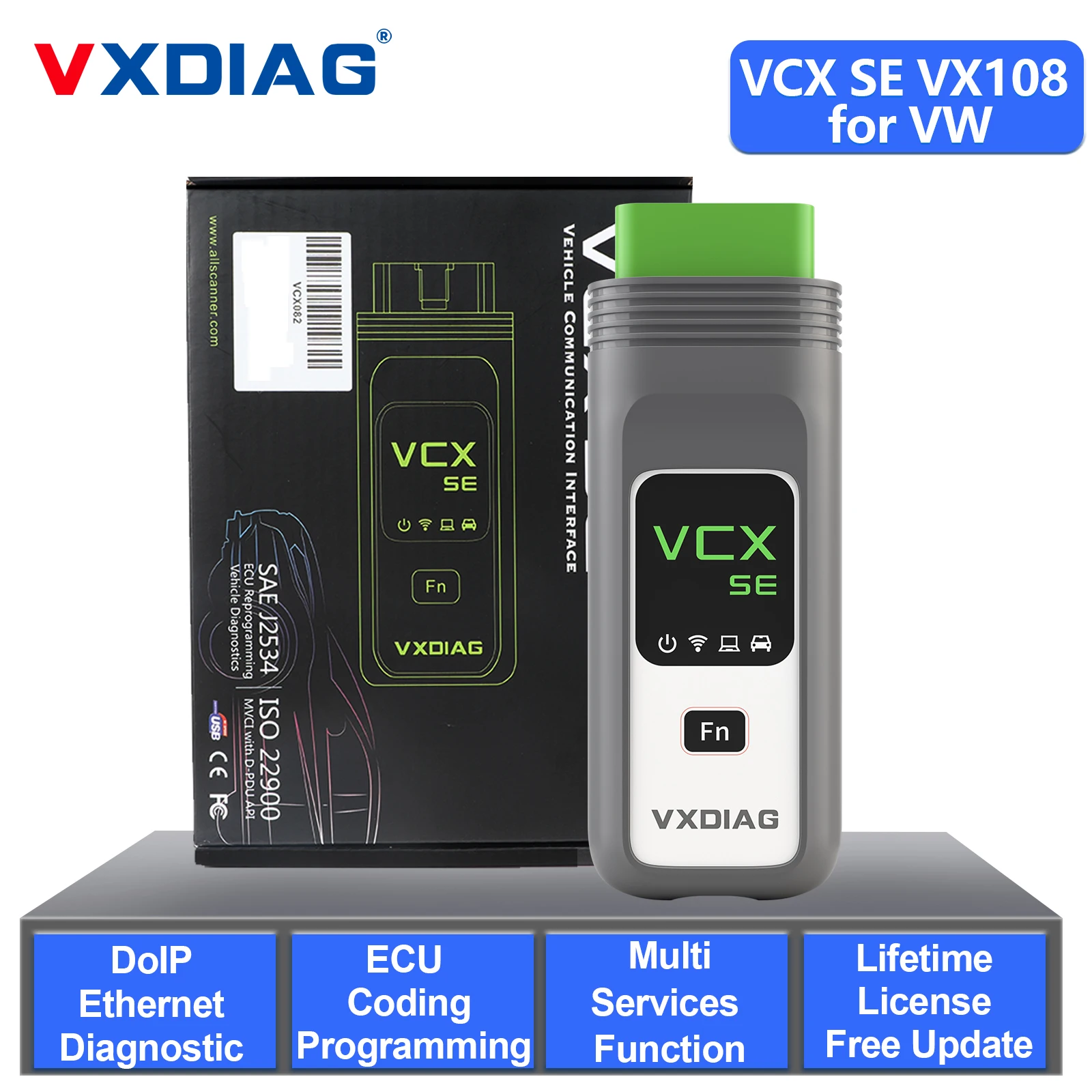 VXDIAG VCX SE VX108 для VW DOIP 6154A автомобильный OBD2 все системы диагностический сканер кодирование ЭБУ J2534 Программирование услуги Бесплатная доставка