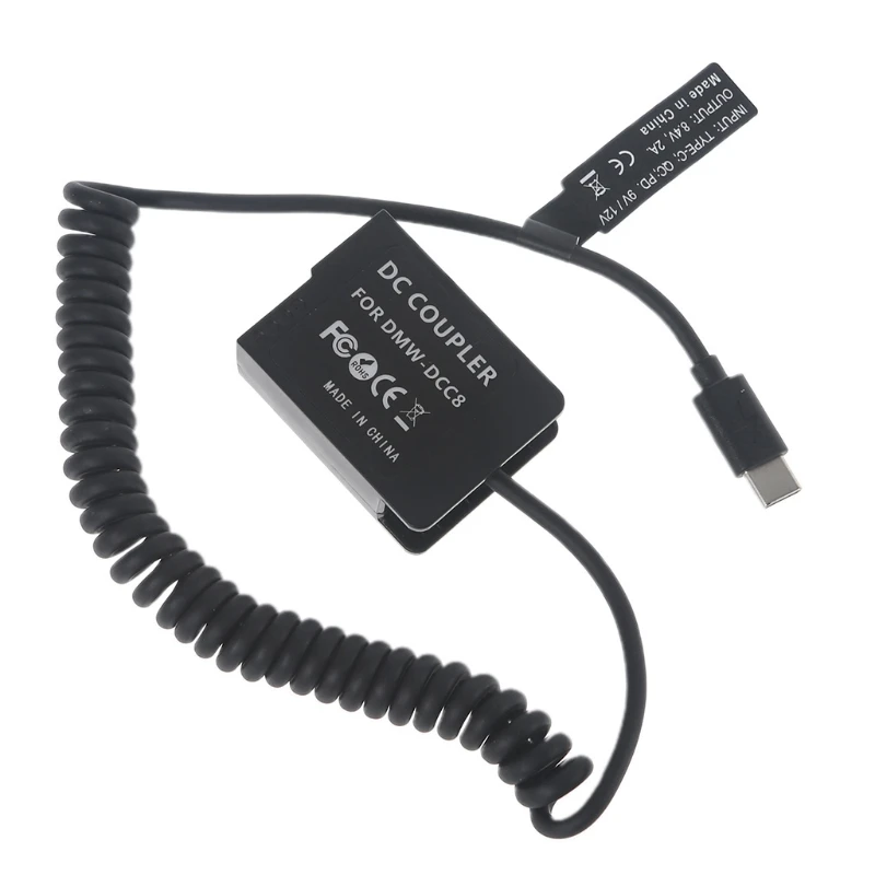 

Portable Type-C to DMW DCC8 Battery Power Adapter for G5 G7 G80 G81 G85