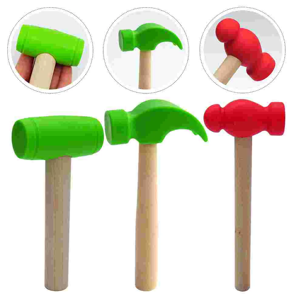 

3 Pcs Tool Set Kids Mallet Toy Hammer Pounding Toys Fun Puzzle Pretend Play Hammers Wood Small Fake Child Playset