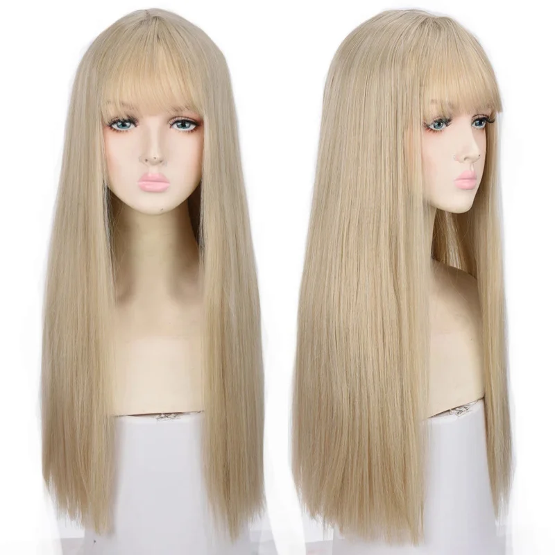 Синтетический длинный парик Houyan с прямыми волосами для косплея розового и