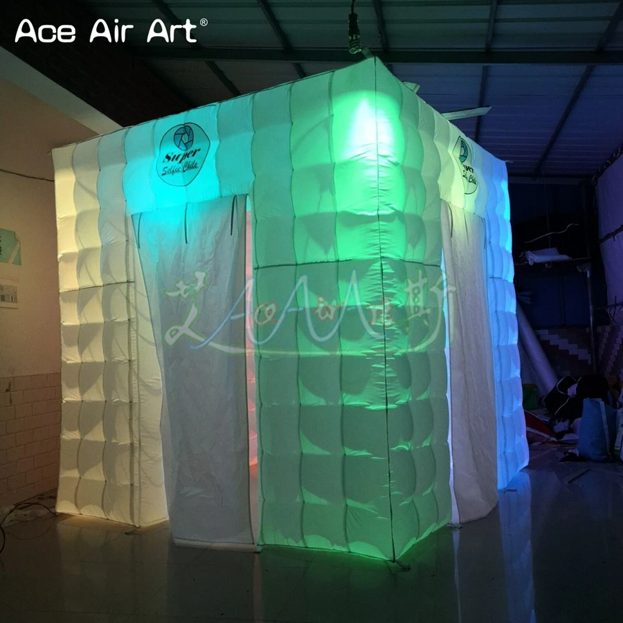 

2.4m Cube Tent Inflatable Photo Booth Enclosure Led Lighting Backdrop for Wedding Party Used