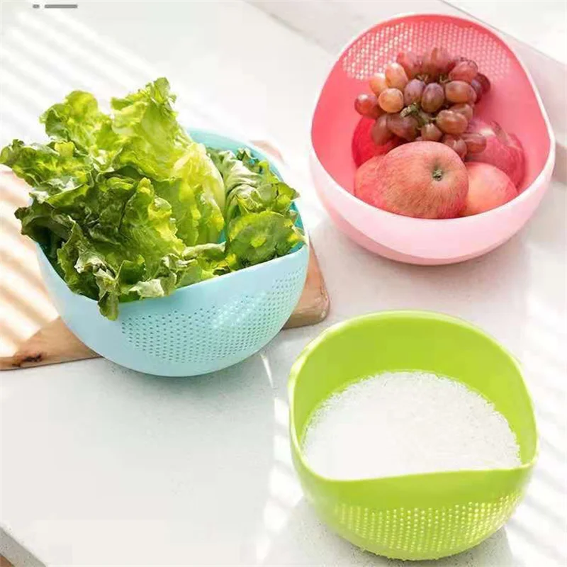 

1PC Rice Sieve Plastic Colander Kitchen Drain Basket Rice Bowl Fruit Vegetable Washing Strainer Basket Sink Drain Kitchen Tools