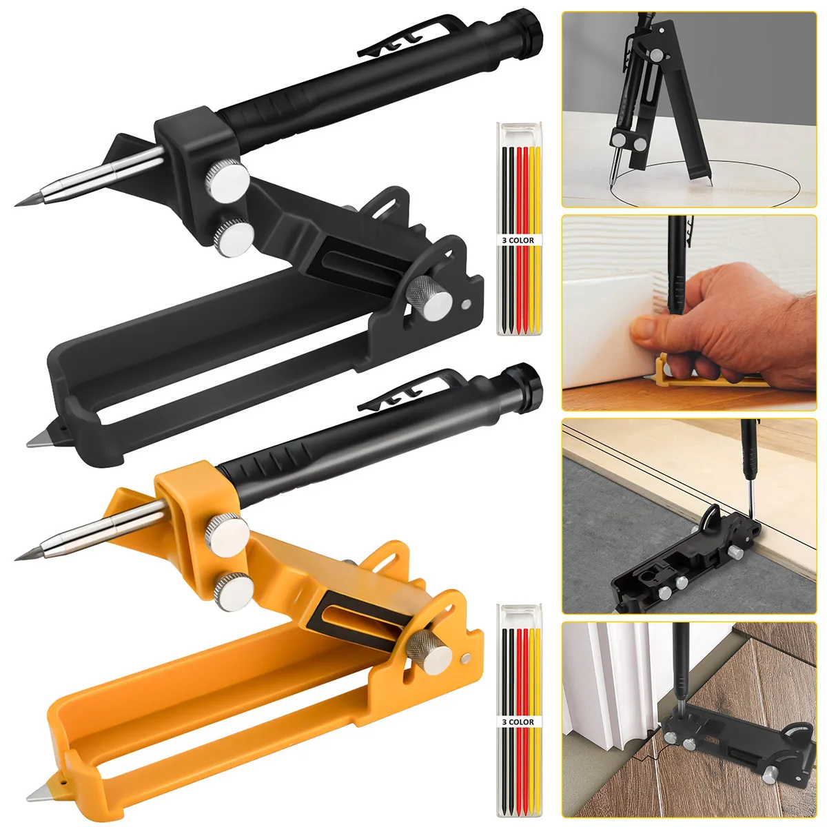 

Scribing Tool Adjustable Aluminum Alloy Scribe Gauge High Precision Portable Scriber Line Maker Measuring Tool with Pencil
