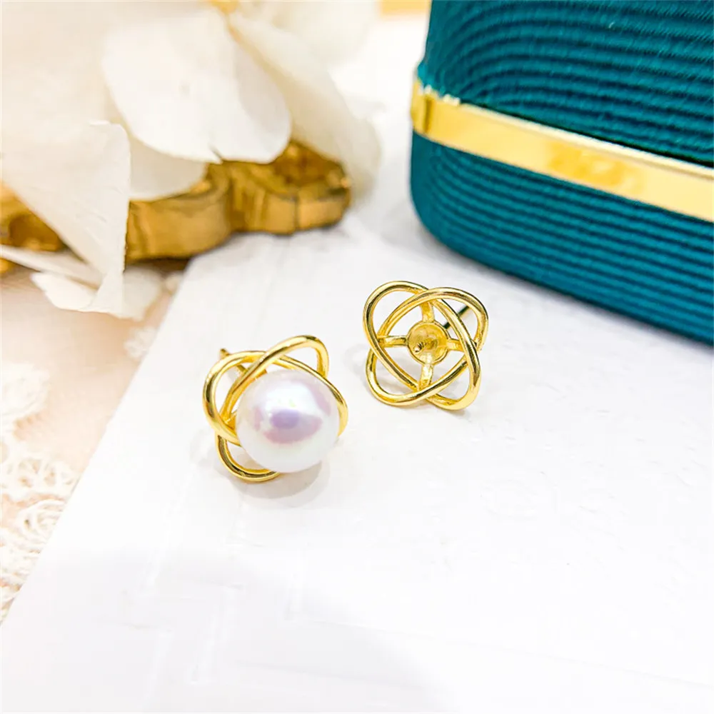 

DIY pearl gadget 925 silver ear nail empty holder concealer gold silver ear drop holder suitable for installing 6-8mm beads