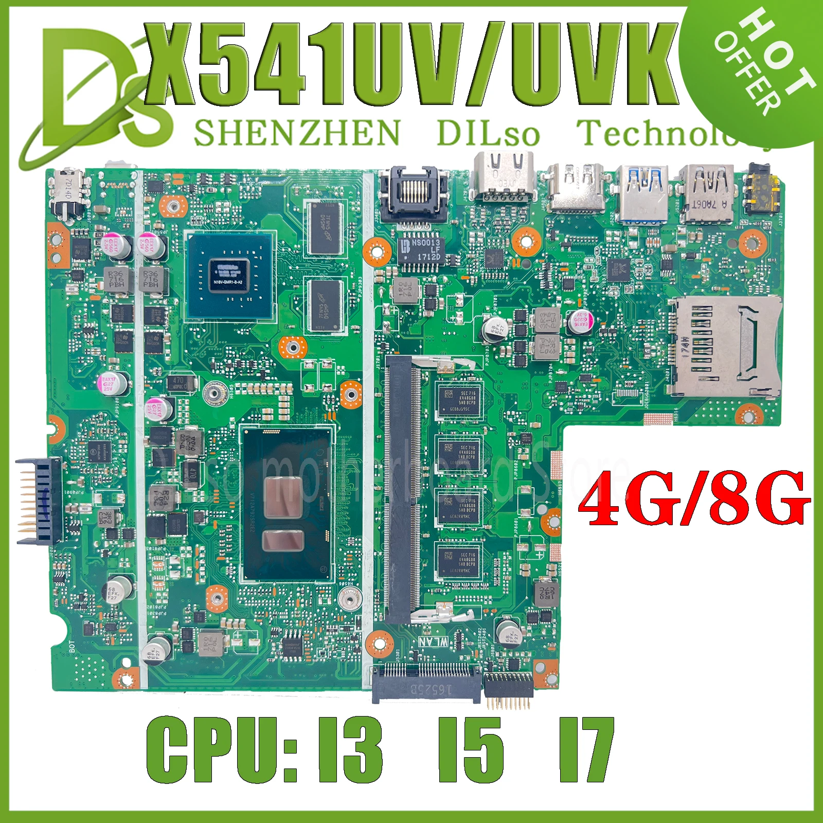 Placa X541uv K541u Laptop Motherboard Mainboard para Asus X541u X541uj A541u X541uvk com 4gb I36th Gt920 100% Funcionando Bem