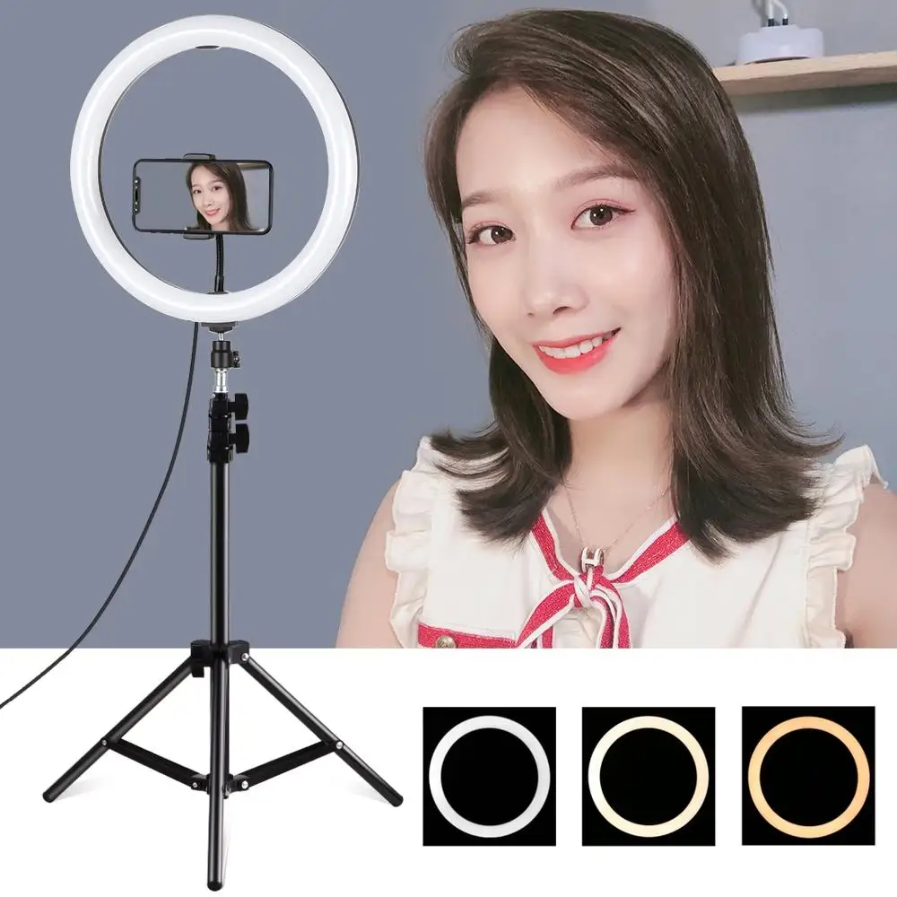 

PULUZ 11.8 inch LED Selfie Ring Light & 1.1m Light Stand &Cell Phone Holder For Photo Studio YouTube Vlogging Video Shooting